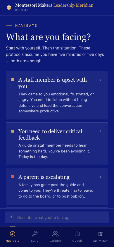 Navigate mode — what are you facing?